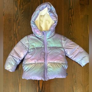 GAP Iridescent Lavender-to-Blue Cropped Puffer Jacket